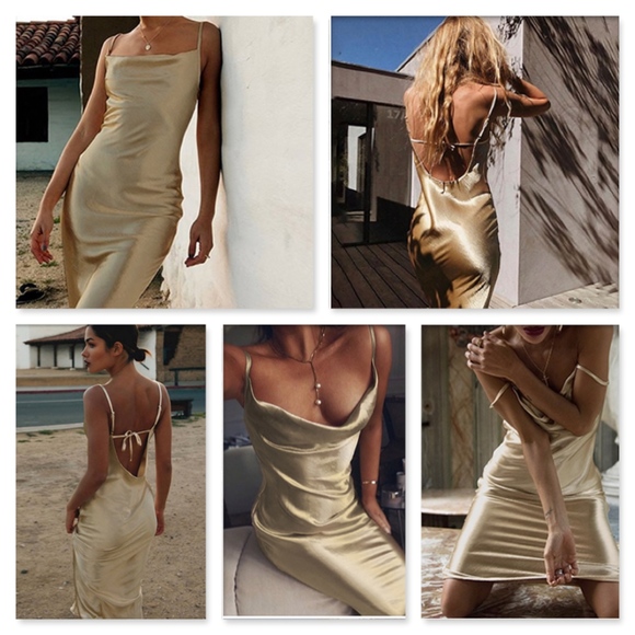 White Backless Satin Cami Long Slip Dress - Picture 7 of 16